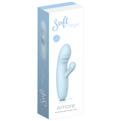 Soft by Playful Amore Rechargeable Rabbit Vibrator Blue