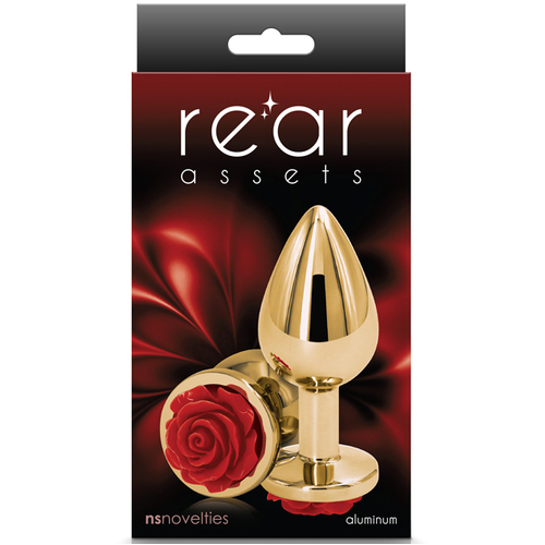 Medium Red Rose Metal Butt Plug