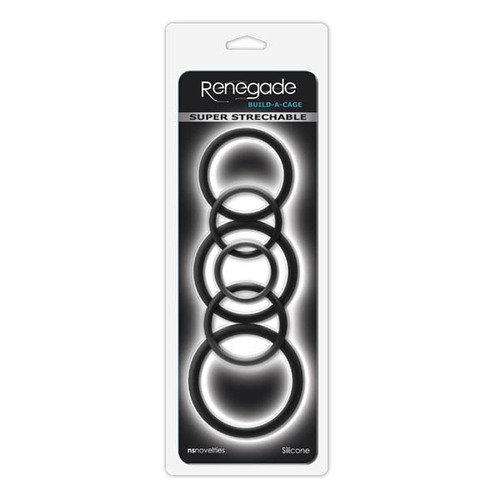 Renegade Build-A-Cage Rings Black Cock & Ball Rings - Set of 6 Sizes