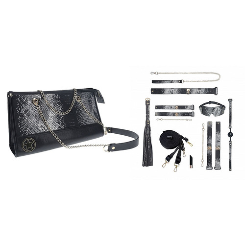 OUCH! Florence Collection - Kit with Bag Black Bondage Set with Bag - 8 Piece Kit