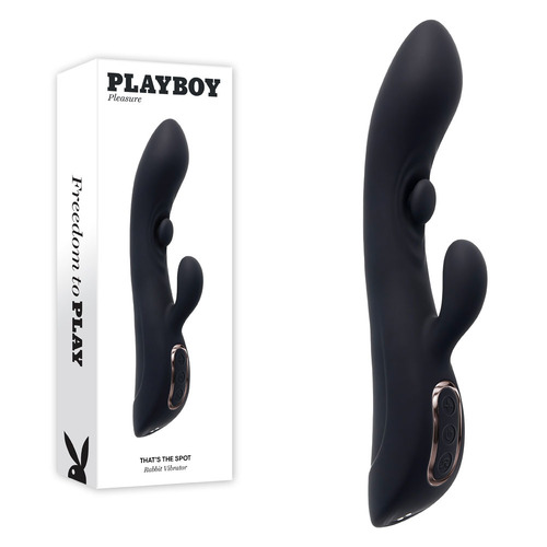 Playboy Pleasure THATS THE SPOT Black 23.3 cm USB Rechargeable Rabbit Vibrator with G-Spot Tapper