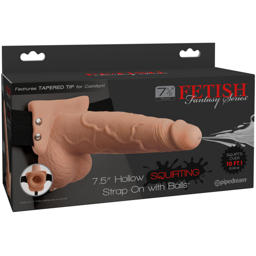 7.5" Hollow Squirting Strap-On + Balls