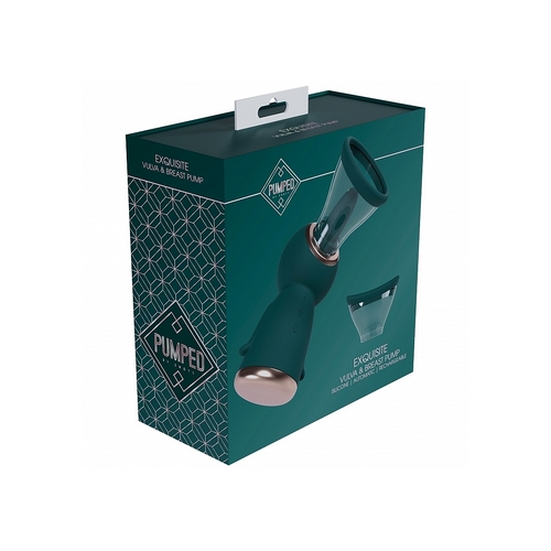 Pumped - Exquisite - Automatic - 13-Speed - Silicone - Rechargeable Vulva & Breast Pump - Forest Green