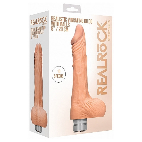 7.5" Realistic Vibrating Dildo With Balls - Flesh