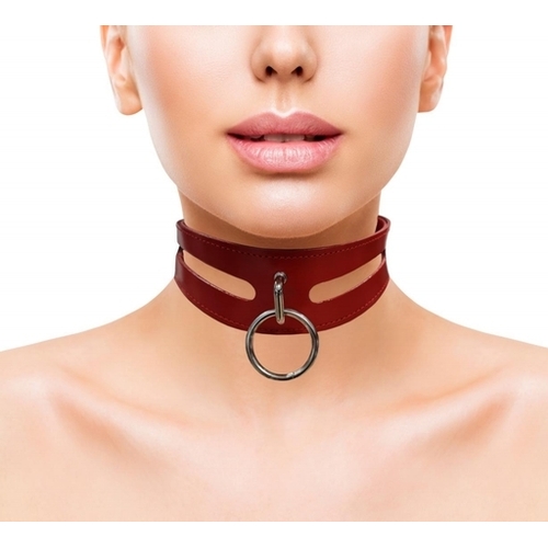 Leather Fashion Collar Red With 40CM Ring