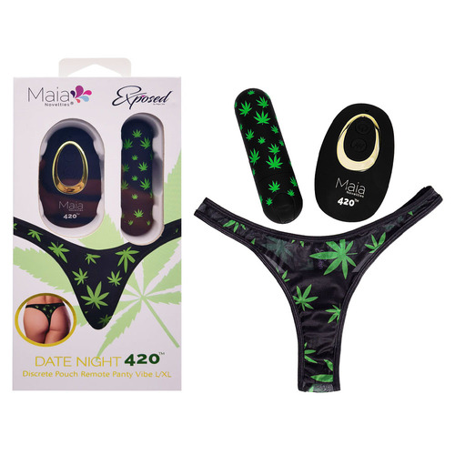 Maia DATE NIGHT 420 PANTY VIBE - L/XL Black L/XL 420 Panty with Black USB Rechargeable Bullet & Remote