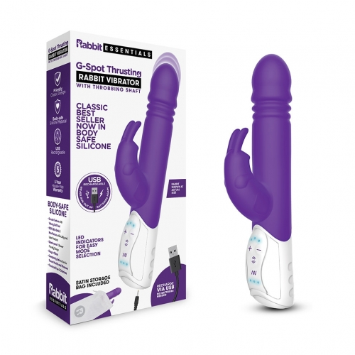 Rabbit Essentials Rechargeable G-Spot Thrusting Rabbit - Purple