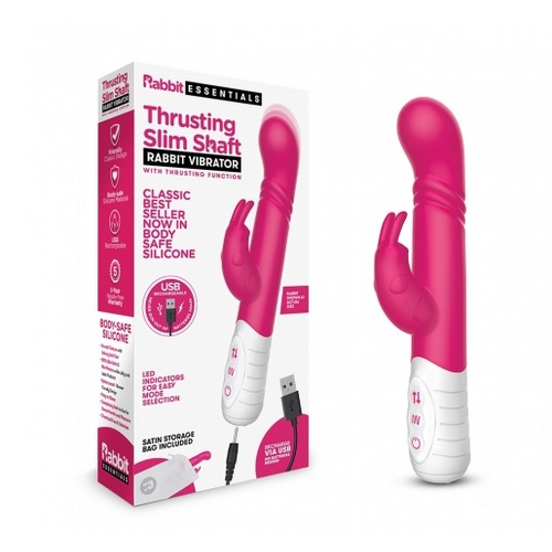 RR Rechargeable Slim Shaft thrusting G-spot Rabbit - PINK