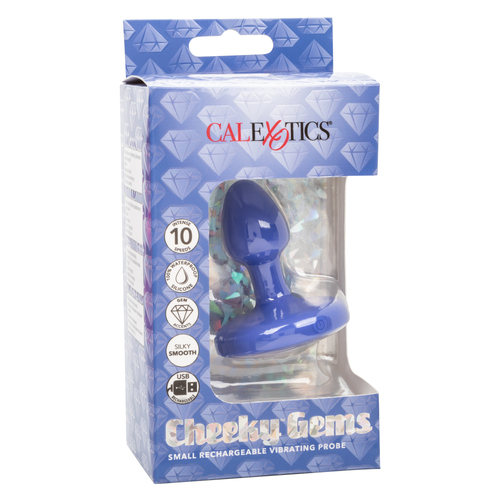 Cheeky Gems Small Rechargeable Vibrating Probe - Blue