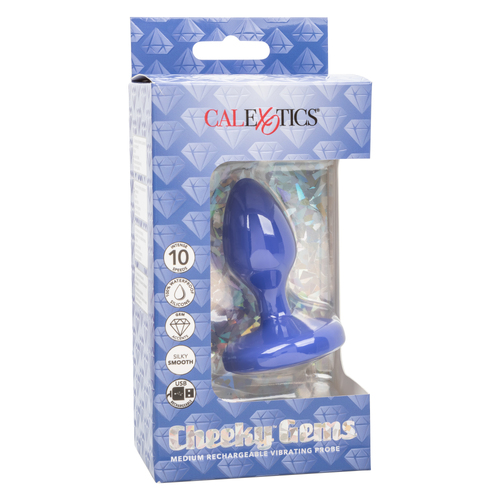 Cheeky Gems Medium Rechargeable Vibrating Probe - Blue