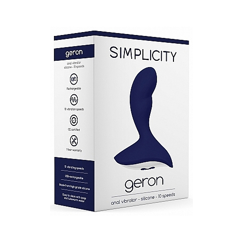 Geron Anal Vibrator Silicone 10 Speed Navy Blue