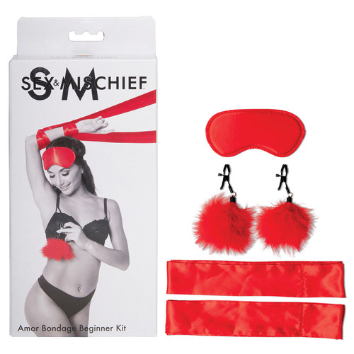 Sex & Mischief Amor Bondage Beginner Kit Red - 5 Piece Set