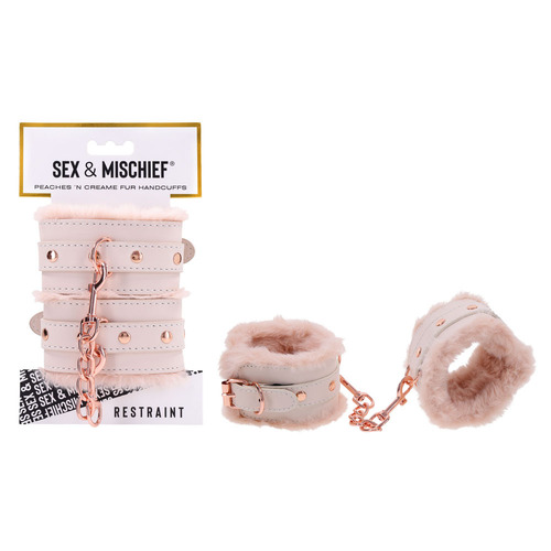 Sex & Mischief Peaches n CreaMe Fur Handcuffs Peach Restraints