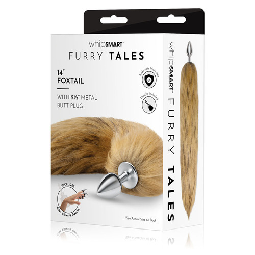 WhipSmart Furry Tales 14 Inch Brown Fox Tail Metal 6.3 cm Butt Plug with Brown Fox Tail