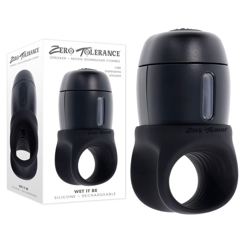 Zero Tolerance WET IT BE Black USB Rechargeable Vibrating and Self Lubricating Stroker